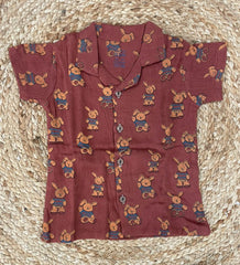 Boys shorts - Baby Bunny Print Shirt & Shorts Set Maroon color