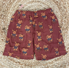 Boys shorts - Baby Bunny Print Shirt & Shorts Set Maroon color
