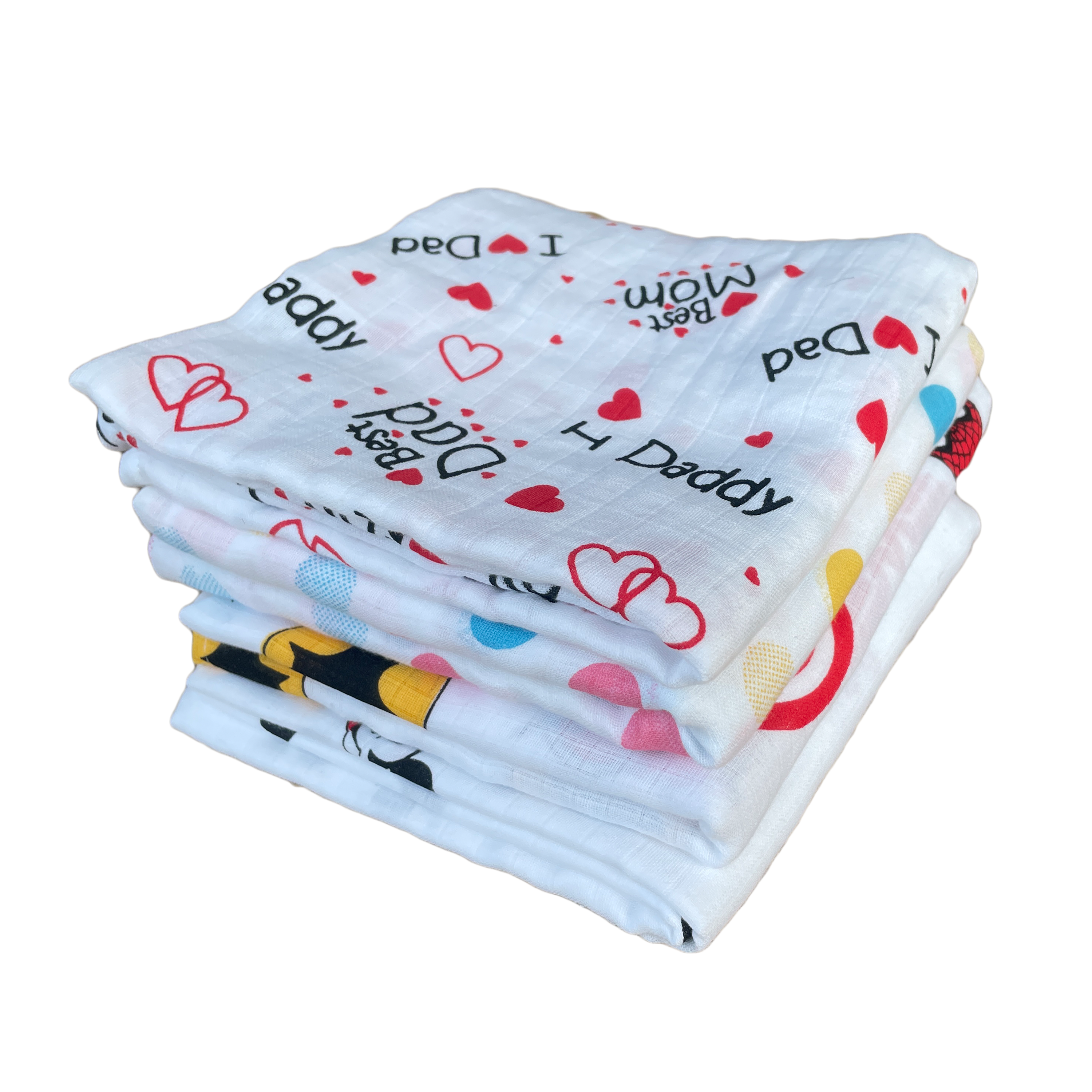 Big Muslin Towels - Dad, Dots, Hero & Mickey (Combo Pack 4)