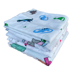 Big Muslin Towels - Dino's, Koala Bear, Crane & Elephant (Combo Pack 4)