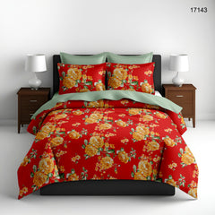 King Size Full Bedspread - Red Yellow Flower