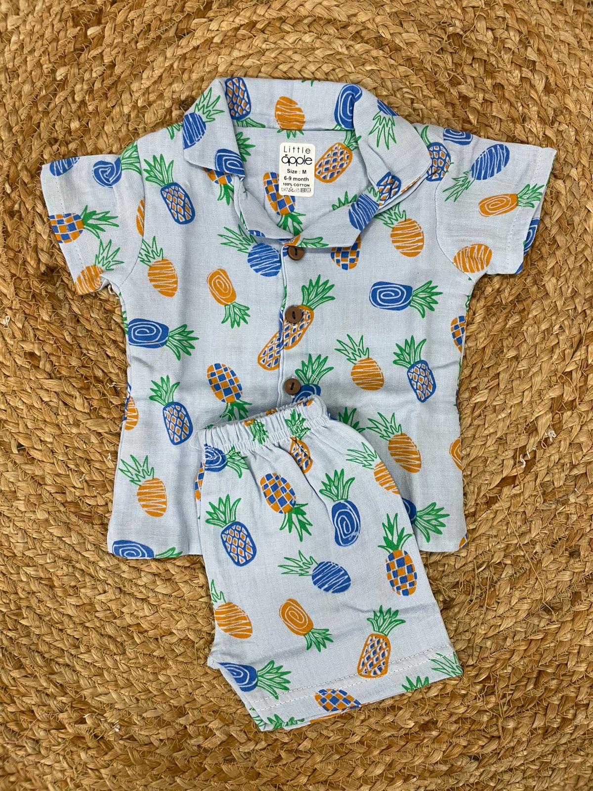 Boys shorts - Baby Bunny Print Shirt Set light blue color