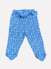 Baby Footed Pant - Blue and christmas leaf