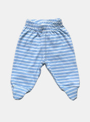 Baby Footed Pant (preemie) - Light Blue White Stripe