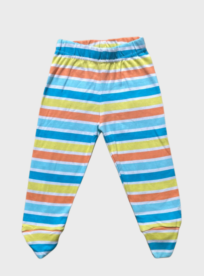 Baby Footed Pant (6 - 9 Months) - Light Multi Colours Stripe