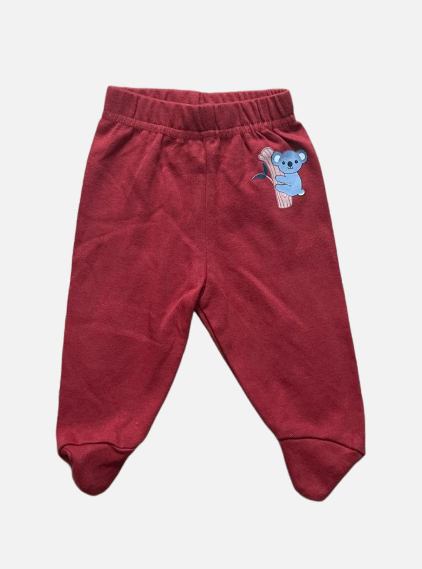 Baby Footed Pant - Maroon Koala