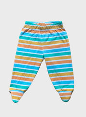 Baby Footed Pant (0 - 3 Months) - Multi Colours White Stripe