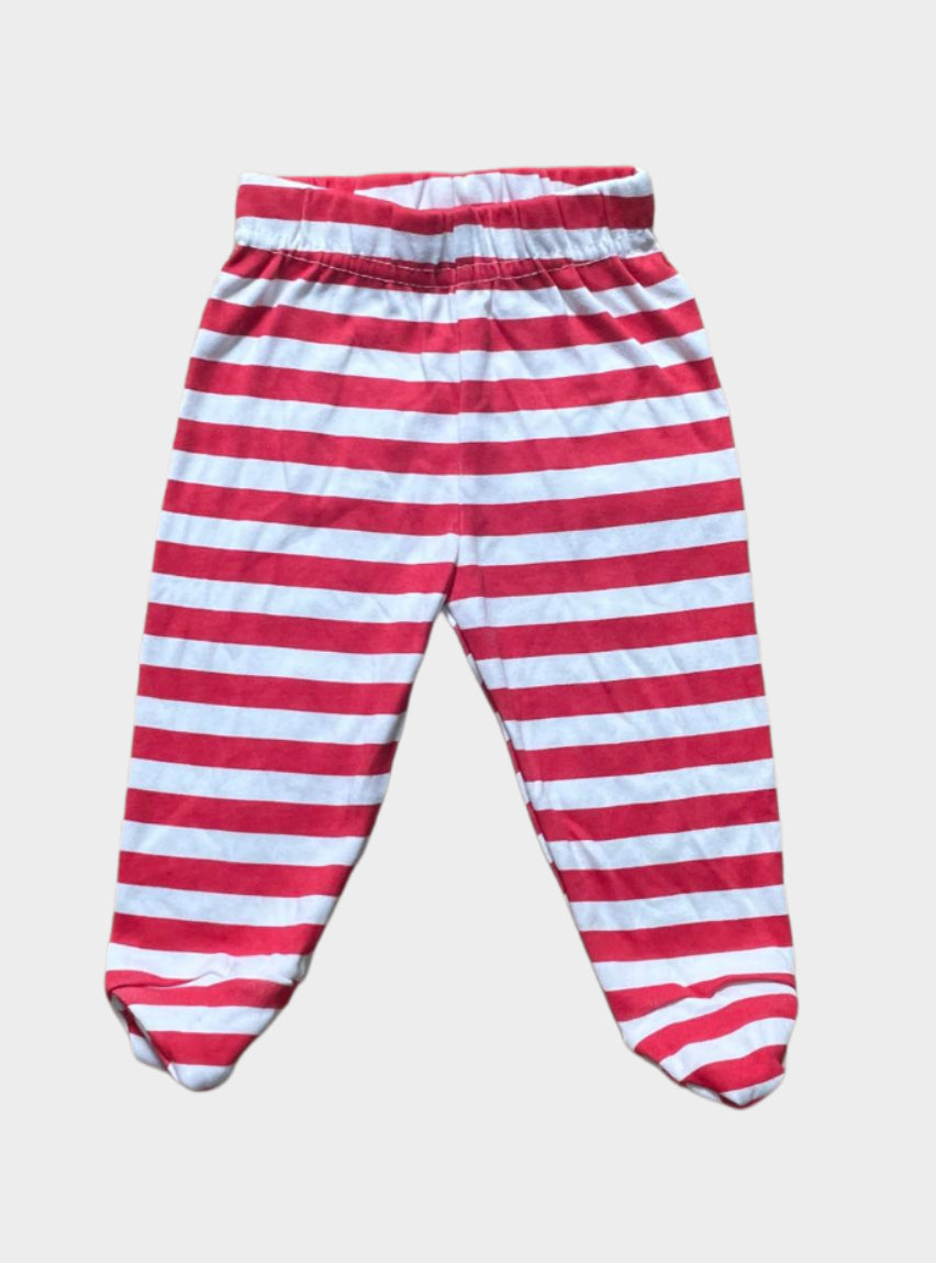 Baby Footed Pant - Red White Stripe