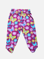 Baby Footed Pant - Violet Flower Butterfly