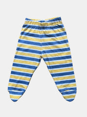 Baby Footed Pant (6 - 9 Months) - Yellow Blue White Stripe