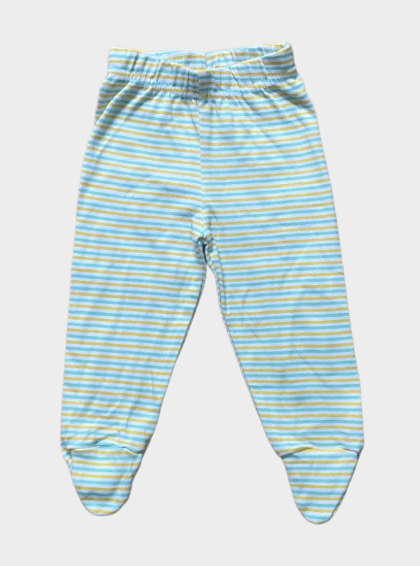Baby Footed Pant - Yellow Green White Stripe