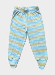 Baby Footed Pant - Yellow Green White Stripe