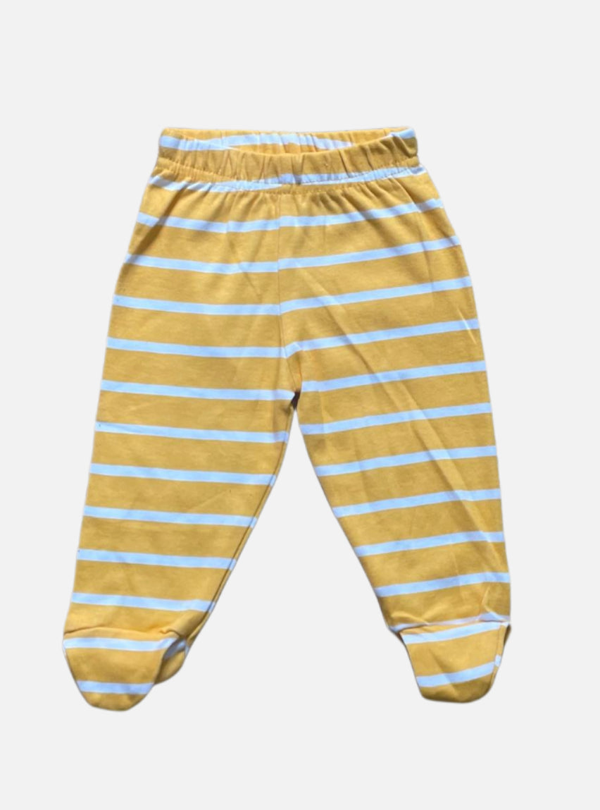 Baby Footed Pant - Yellow White Stripe