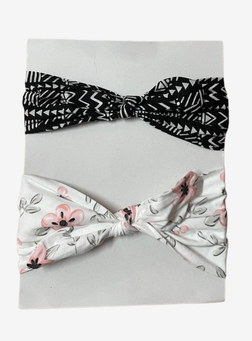 Baby Headband (Elastic) - Black With White