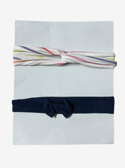 Baby Headband (Elastic) - White Pink Stripe With Blue
