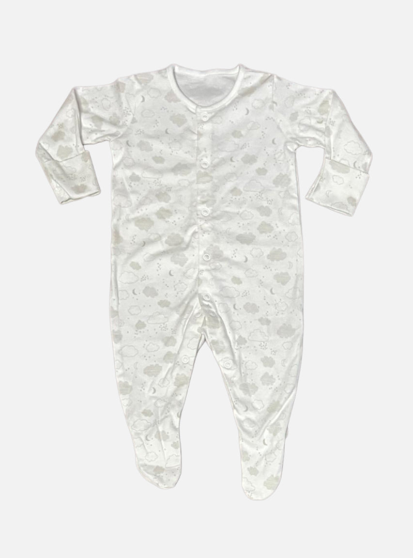 Baby Jumpsuit (6 - 9 Months) - White Cloud Star Moon
