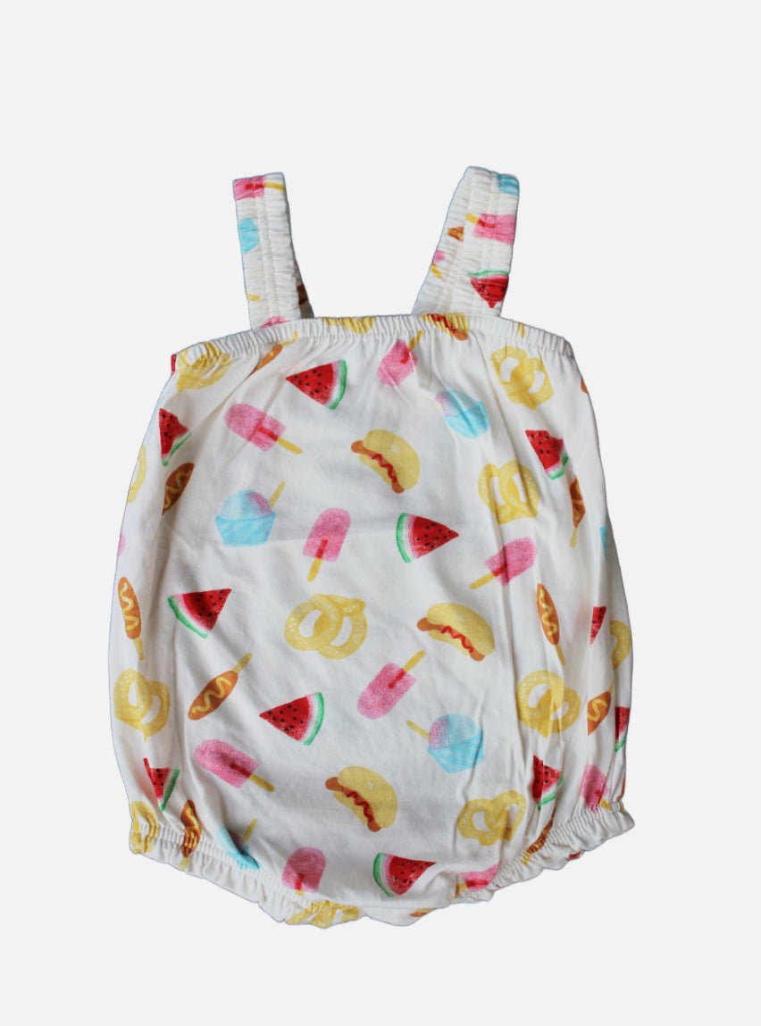 Baby Romper - (12 - 18 Months) White Ice Cream Fruit
