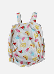 Baby Romper - (12 - 18 Months) White Ice Cream Fruit