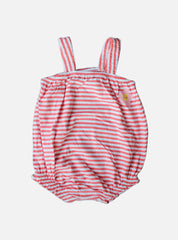 Baby Romper - White Red Stripes