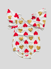 Baby Romper(18-24 Months) - Red and Golden Hearts