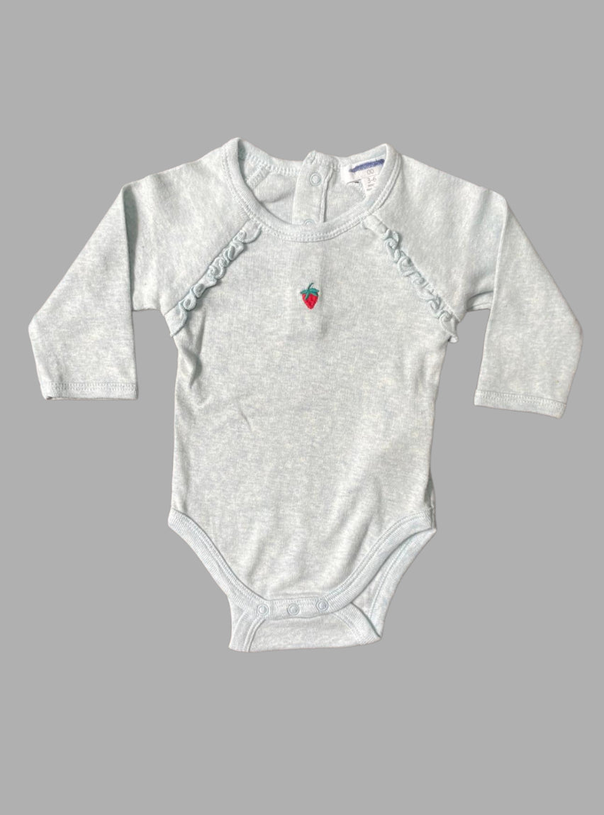 Baby Romper (3 - 6 Months) - Light Blue Strawberry