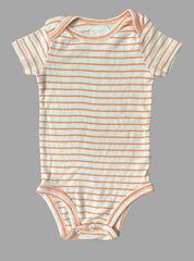 Baby Romper (6 - 9 Months) - White Orange Stripe
