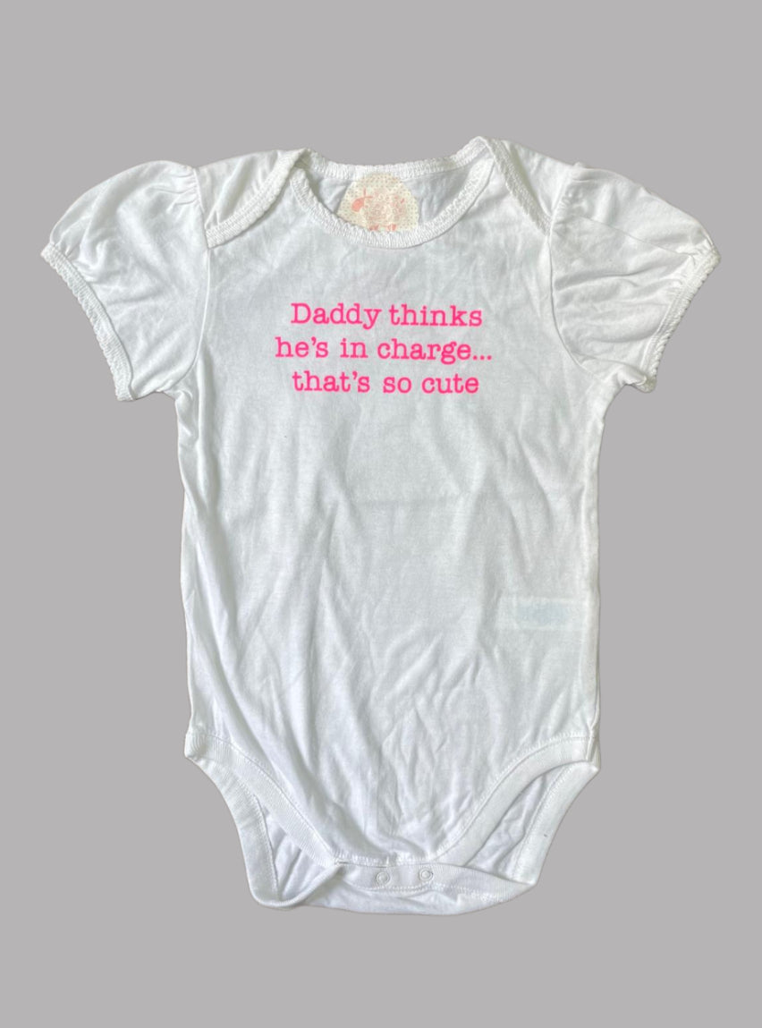 Baby Romper (9 - 12 Months) - White Daddy Thinks