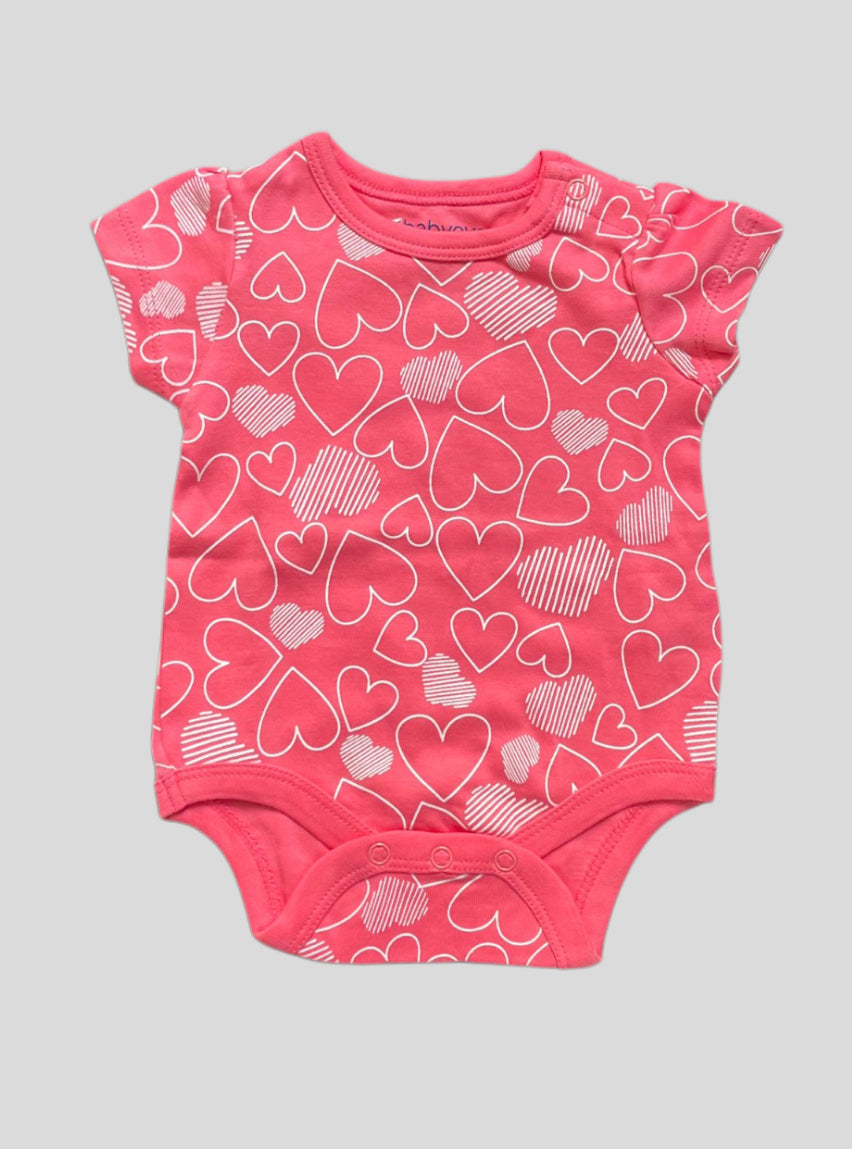 Baby Romper(New Born )  - Pink White Hearts