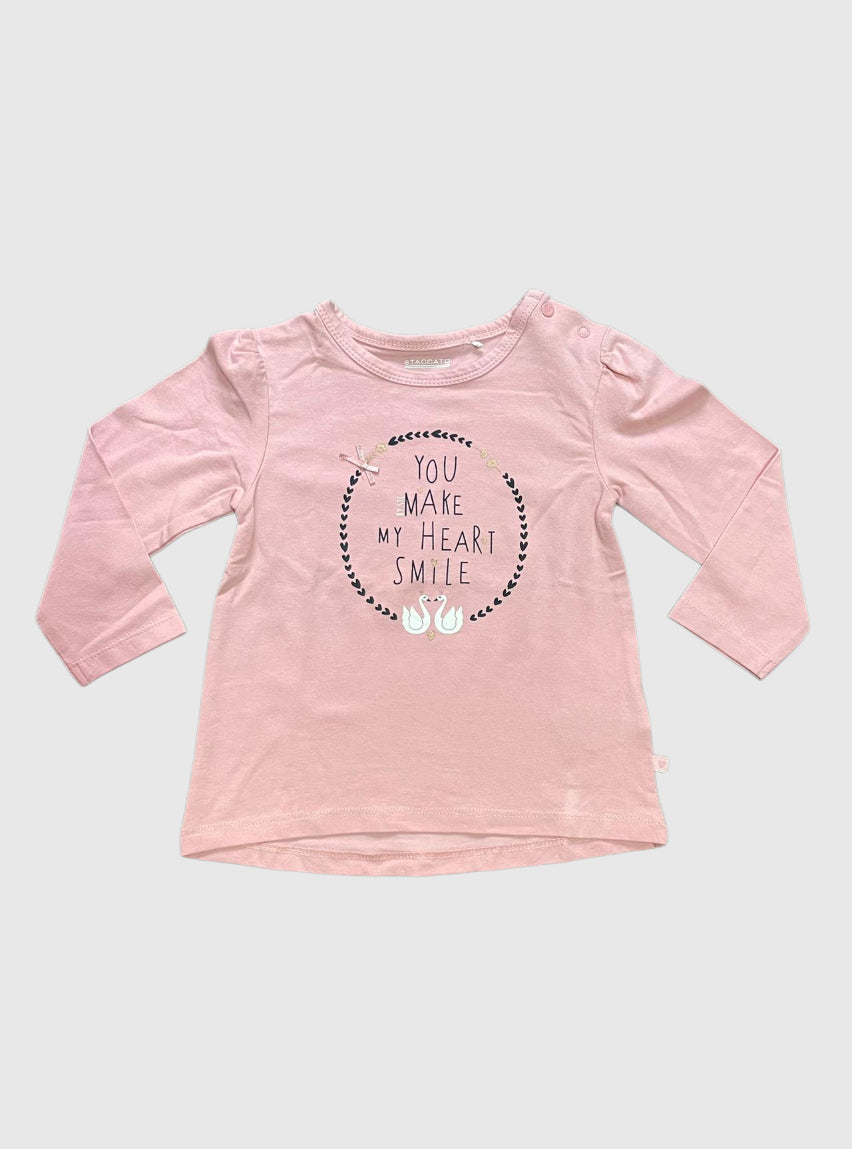 Baby T-Shirt (12 - 18 Months) - Pink Heart Smile