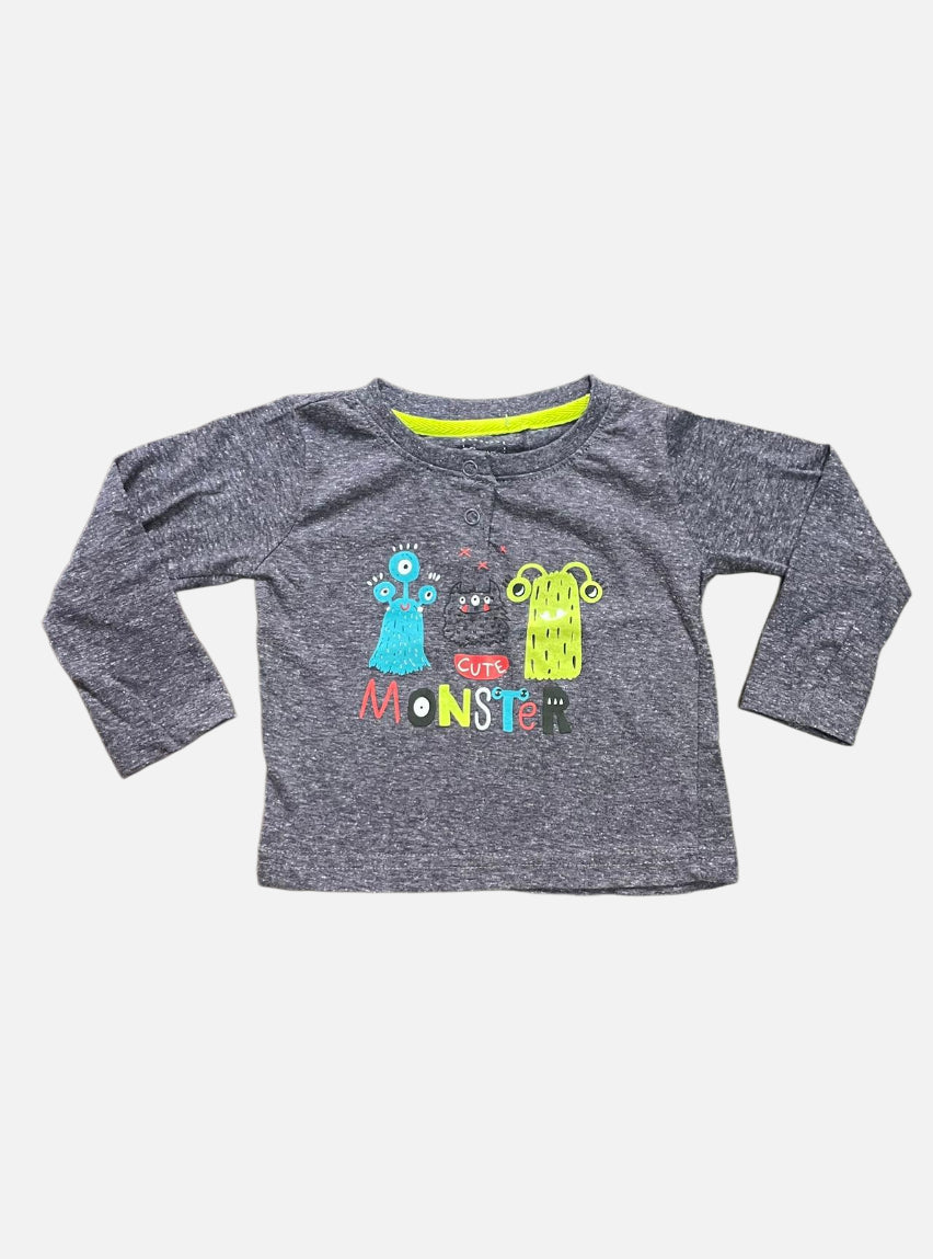 Baby T-Shirt (12 - 18 Months) - Silver Monster