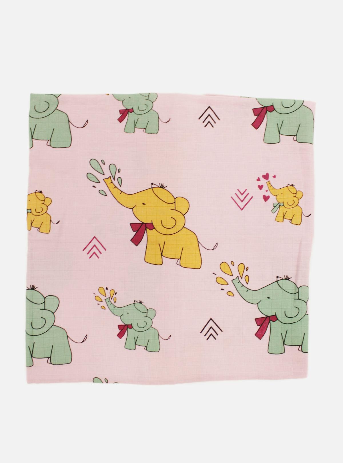 Big Muslin Towel - Pink Base Elephant