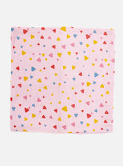 Big Muslin Towel - Pink Base Multicolour Triangles