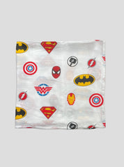 Big Muslin Towel - White Base Superhero