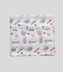 Big Muslin Towel -  White Base  Daddy Mom