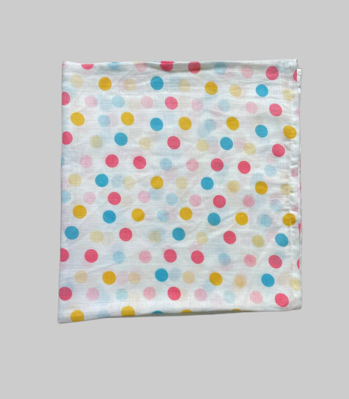 Big Muslin Towel -  White Base  Multi  Colour Dots