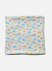 Big Muslin Towel -  White Base Train Car Cycle