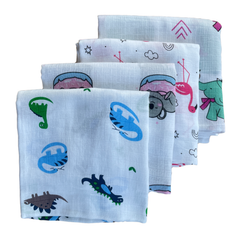 Big Muslin Towels - Dino's, Koala Bear, Crane & Elephant (Combo Pack 4)