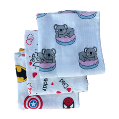Big Muslin Towels - Hero, Dad & Koala Bear (Combo Pack of 3)