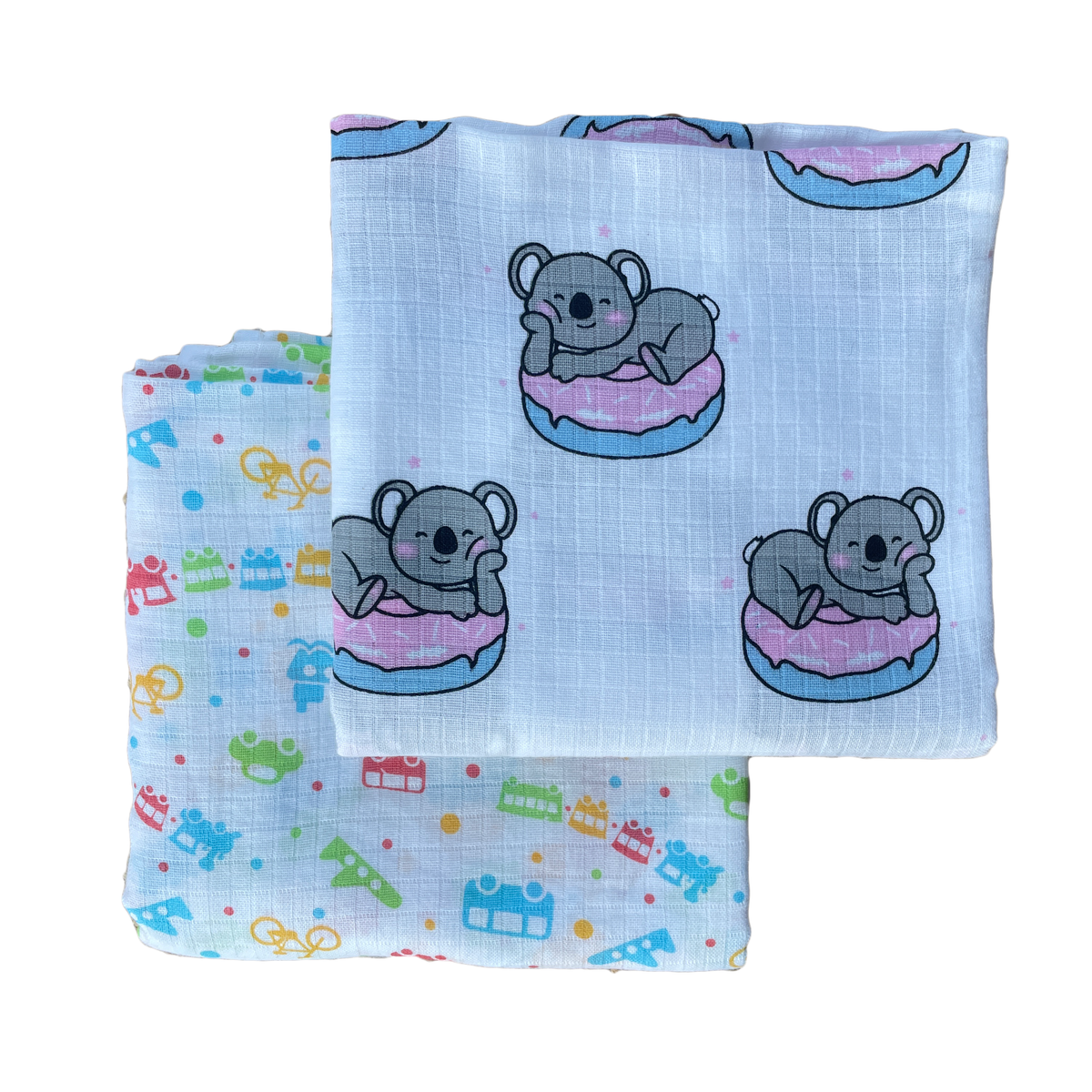 Big Muslin Towels - Koala Bear Train Toys (Combo Pack of 2)