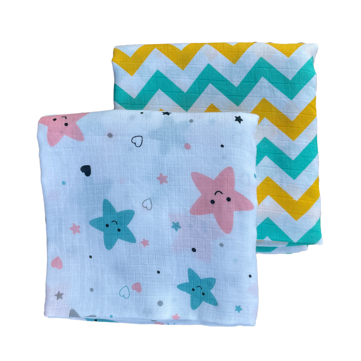 Big Muslin Towels - Stars Zigzag (Combo Pack of 2)