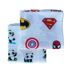 Big Muslin Towels - Super Hero Panda (Combo Pack of 2)