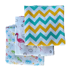 Big Muslin Towels - Train, Crane & Zigzag (Combo Pack of 3)