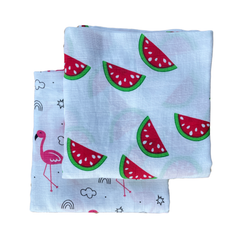 Big Muslin Towels - Watermelon Crane (Combo Pack 2)