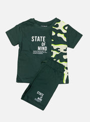 Boys Tee Shorts Set - Dark Green State of Mind