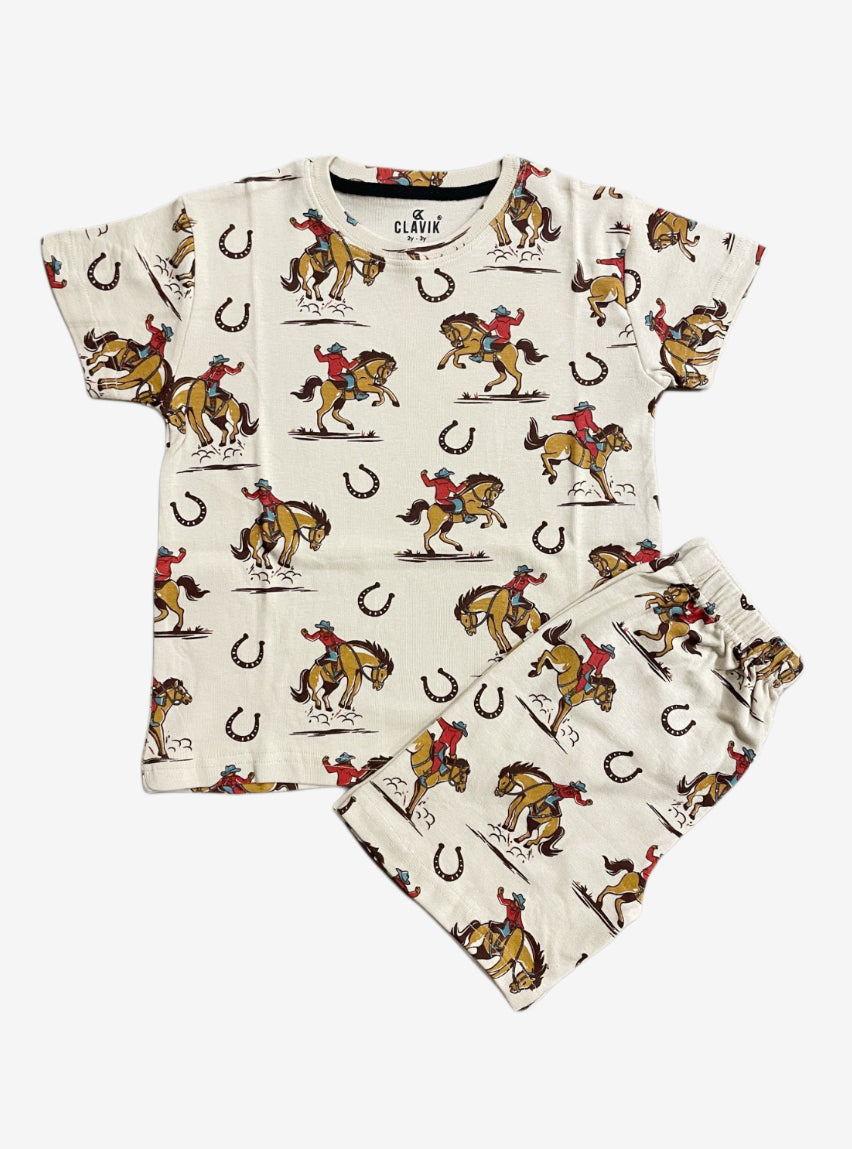 Boys Tee Shorts Set - Sandal Cowboy Horse