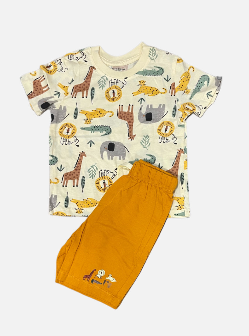 Boys Tee Shorts Set - Sandal Wild Animals