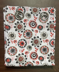 Cotton Door Curtain - Black & Gray & Brown Circle Flower