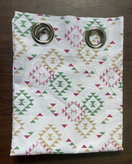 Cotton Door Curtain - Green Brown & Pink Geometric