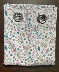 Cotton Door Curtain - Pink Blue & Brown Flower Leaf