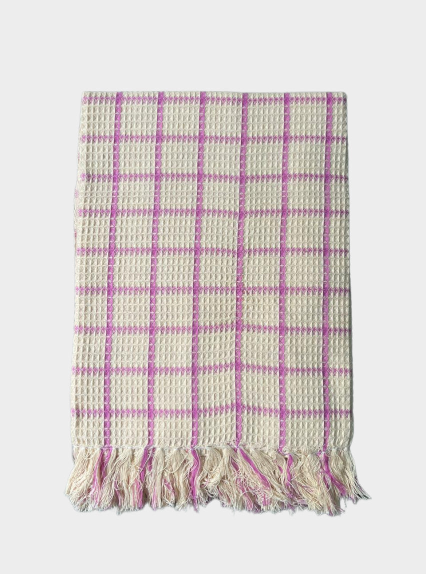 Cotton Towel - FY Sandal Pink Line Check
